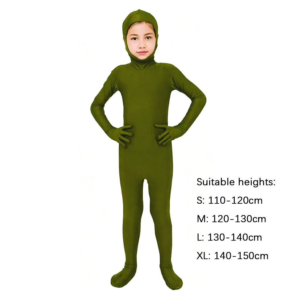 Kids Zentai Invisible Jumpsuit Cosplay Costume Bodysuits Halloween Carnival Skin Tight Suit Spandex Stretch Disappearing