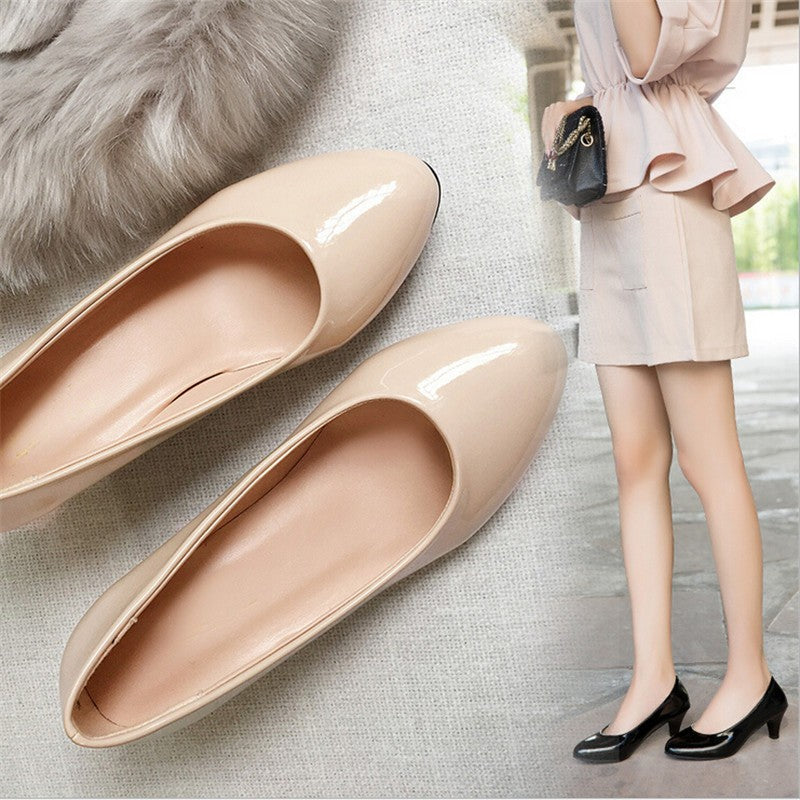 Sapatos Femininos Scarpin Salto Médio Nude Sexy Salto Alto Sapatos de Casamento Feminino Sapatos de Trabalho de Escritório Scarpin Branco Sapatos de Festa