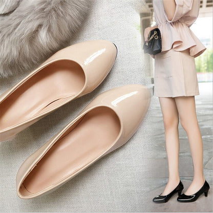 Sapatos Femininos Scarpin Salto Médio Nude Sexy Salto Alto Sapatos de Casamento Feminino Sapatos de Trabalho de Escritório Scarpin Branco Sapatos de Festa