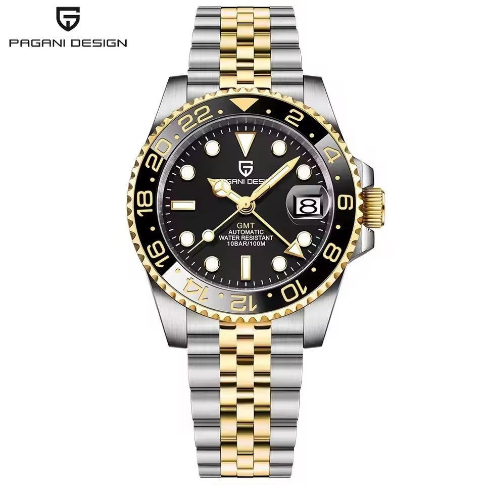 PAGANI DESIGN V3 Versão Relógios GMT Masculino Luxo Safira Relógio Automático Mecânico 40MM Aço Inoxidável À Prova D' Água