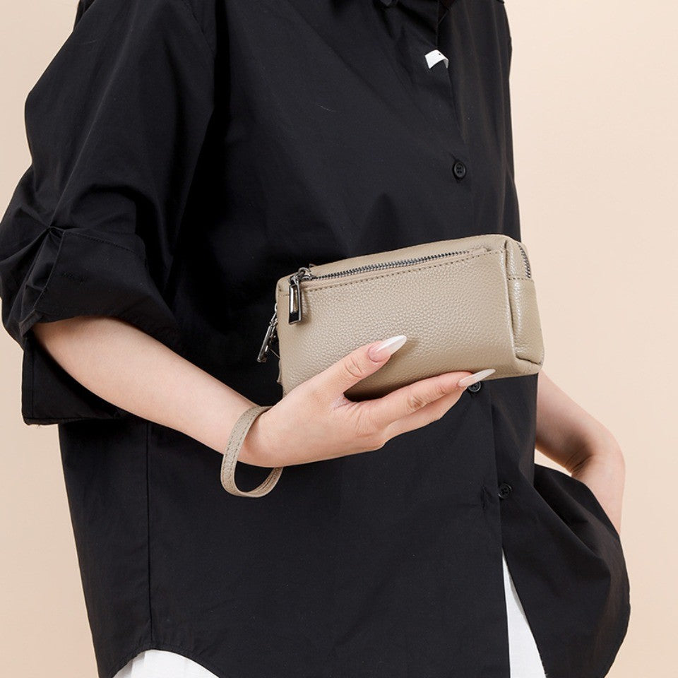 100% Genuine Cow Leather Wallet Purse Luxury Handbags Women Bags Designer Ladies Clutches Bags for Women Top Quality Phone Sac