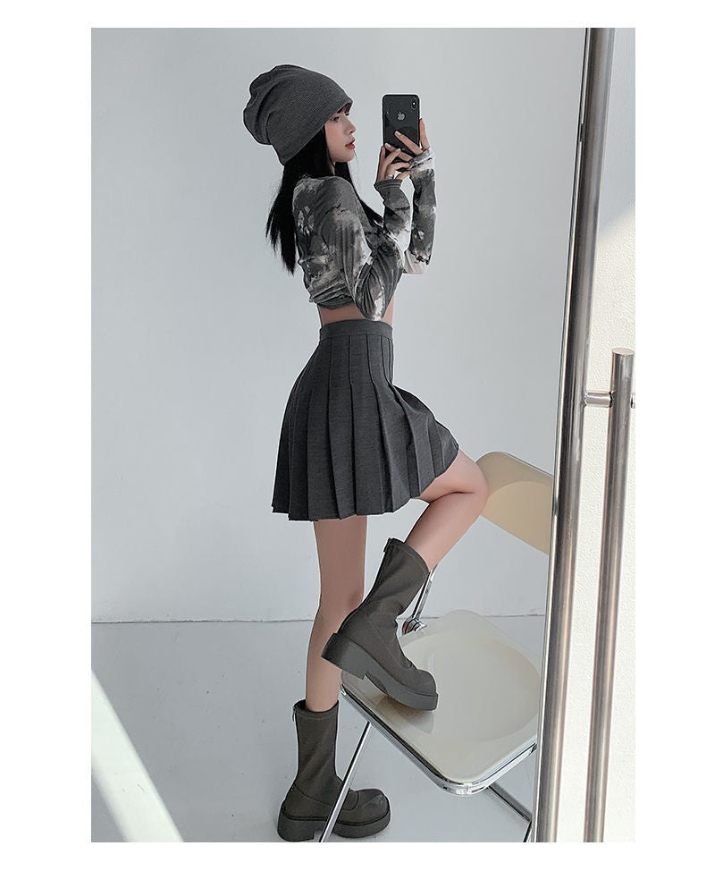 Women Pleated Skirt High Waist A-Line Mini Skirt School Girl JK Uniform Skirt Skater Skirt Tennis Skirt White Plus Size