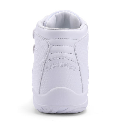 BAXINIER Girls White High Top Cheerleading Shoes Lightweight Youth Cheer Competition Sneakers Training Dance Tennis Shoes