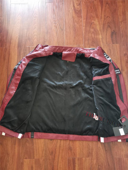 Vintage Motorcycle Jacket Men Fashion New Biker Leather Jacket Male Embroidery Bomber Coat Winter Fleece Pu Overcoat