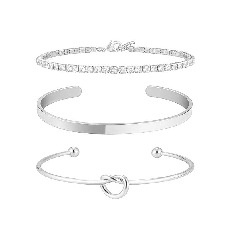 3 pulseiras de aço inoxidável banhadas a ouro para mulheres, joias ajustáveis, presentes, pulseiras de corrente de zircônia de luxo, acessórios de joias