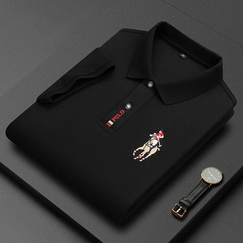 Summer New Embroidered Cotton Short Sleeved Polo Shirt for Men's Fashion, Casual, Comfortable, and Breathable T-shirt Top