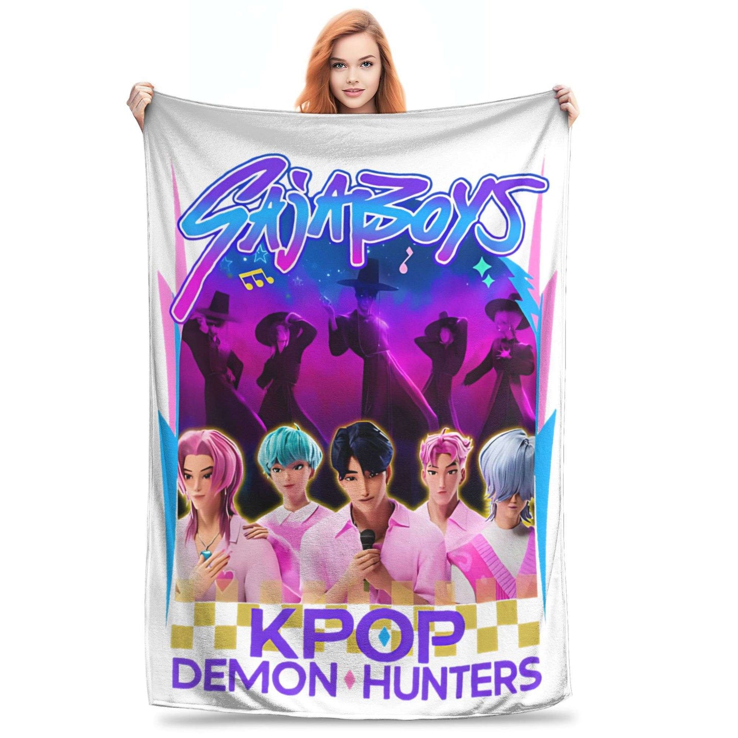 Kpop Demon Hunters Zoey Huntrix Blankets  Plush Vintage Soft Throw Blankets for Bedspread Summer,