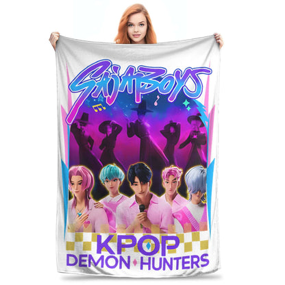 Kpop Demon Hunters Zoey Huntrix Blankets  Plush Vintage Soft Throw Blankets for Bedspread Summer,