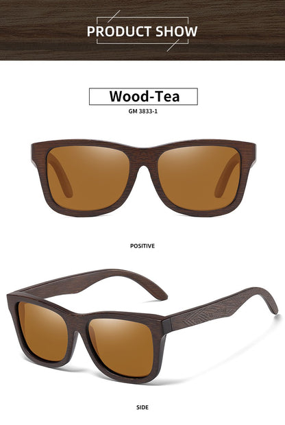 Óculos De Sol GM De Madeira De Bambu Natural Feitos À Mão Polarizados Lentes Com Revestimento Espelhado Com Caixa De Presente