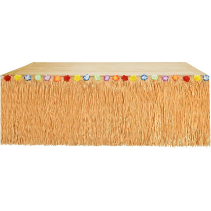 Luau Grass Table Skirt Hawaiian Flower Grass Skirts for Luau Party Summer Tropical Hawaiian Party Decorations