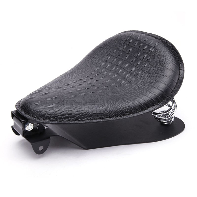 Banco Solo de Couro com Estampa de Jacaré Retrô para Motocicleta Harley Chopper Bobber Honda Yamaha Xs650 Marrom/Preto