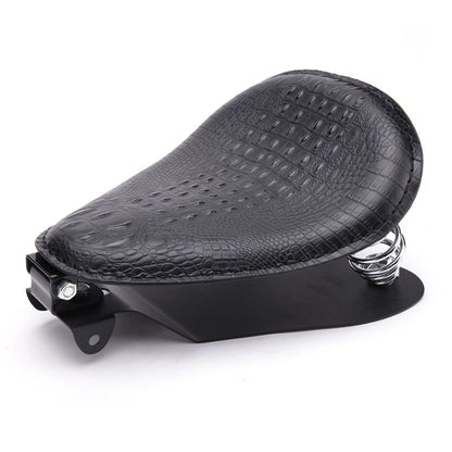 Banco Solo de Couro com Estampa de Jacaré Retrô para Motocicleta Harley Chopper Bobber Honda Yamaha Xs650 Marrom/Preto