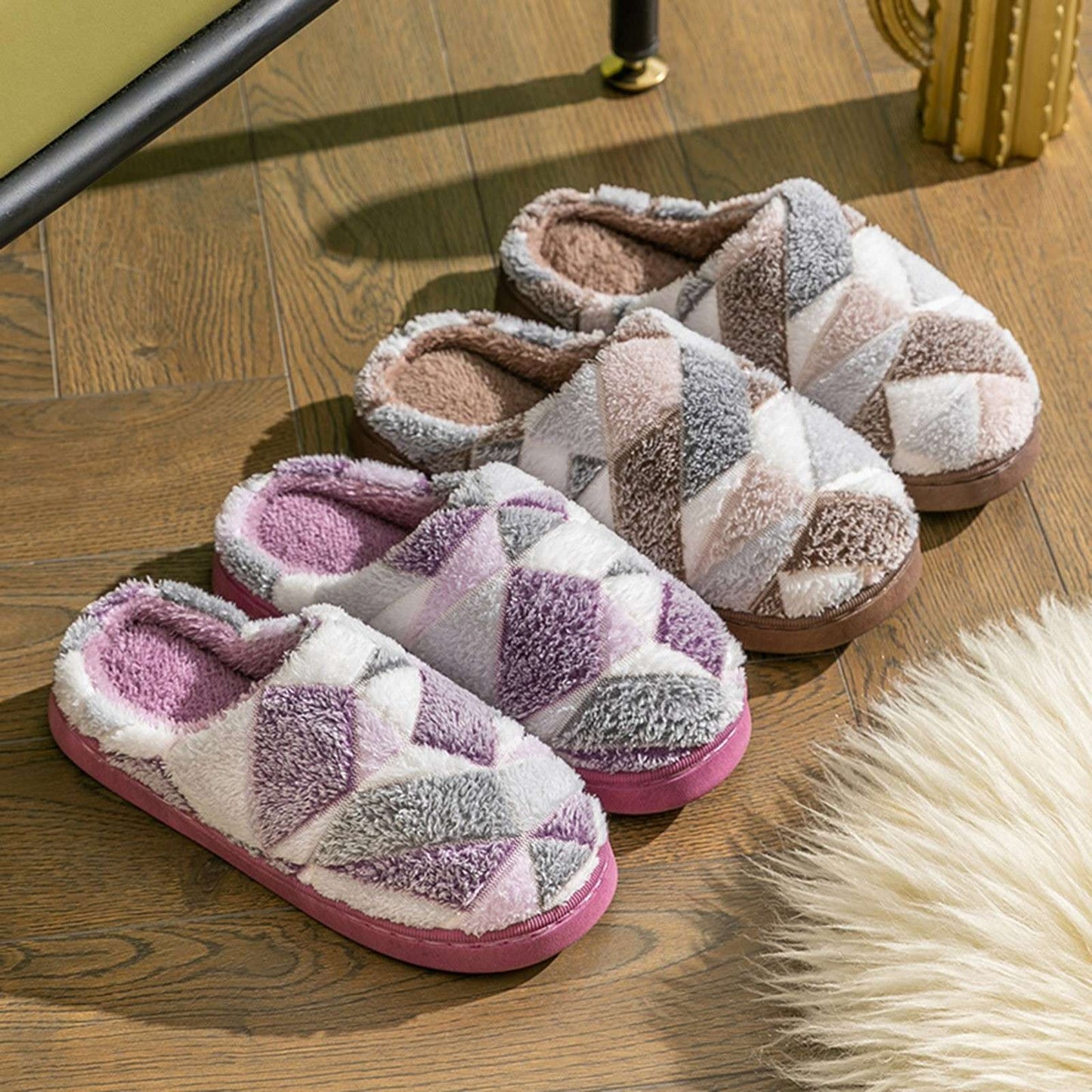Men Home Slippers Winter Warm Slipper Couples Comfort Plus Velvet Warm Thick Bottom Non Slip Cotton Slippers For Men Rubber ???