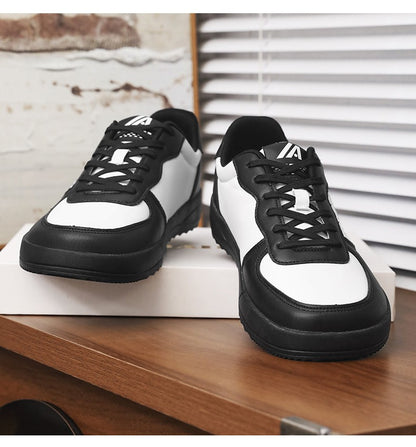 2025 New Mens Casual Shoes Leather Fashion Breathable Sneakers Anti Slip Travel Shoes Lace Up Flats Shoes Comfortable Men Shoes