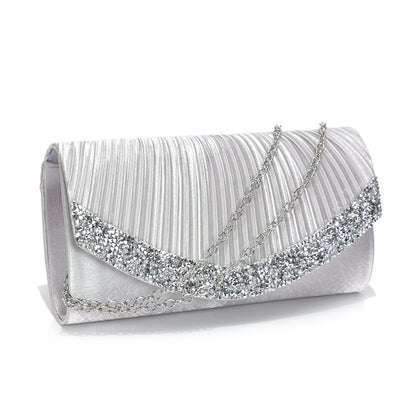 Glitter Envelope Desing Women Evening Bags Satin Shoulder Chain Handbags Rhinestones Luxury Prom Banquet Purse