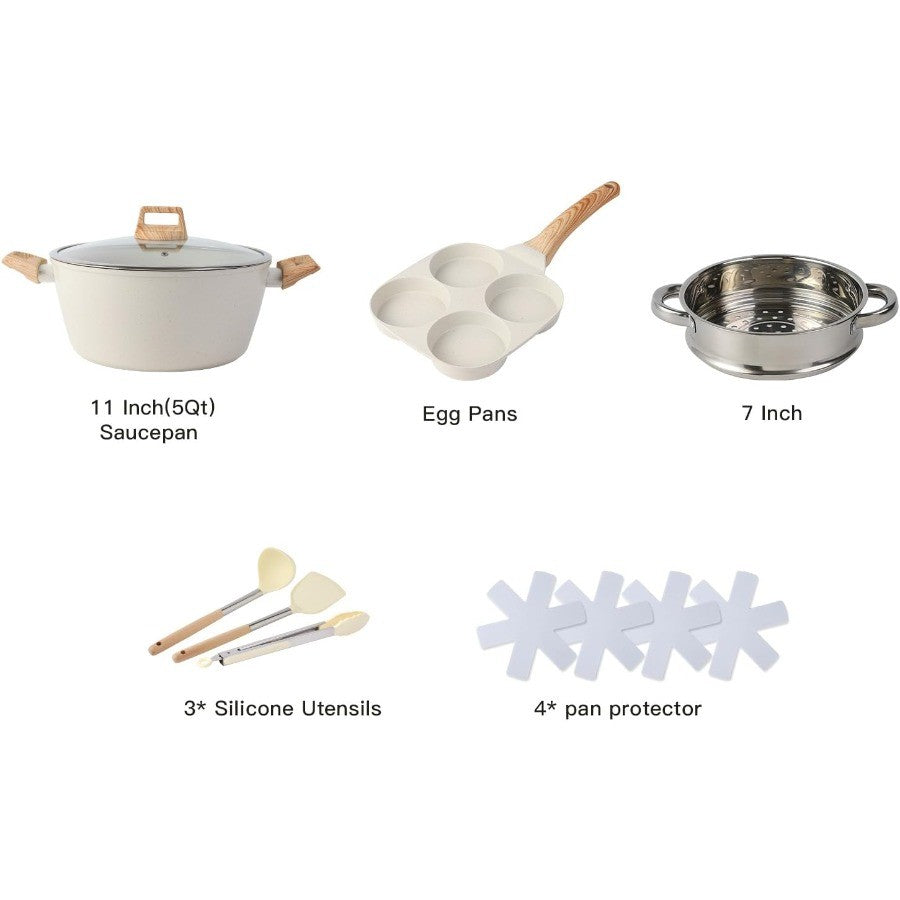 Conjunto de Panelas Antiaderente de 21 Peças com Utensílios de Cozinha