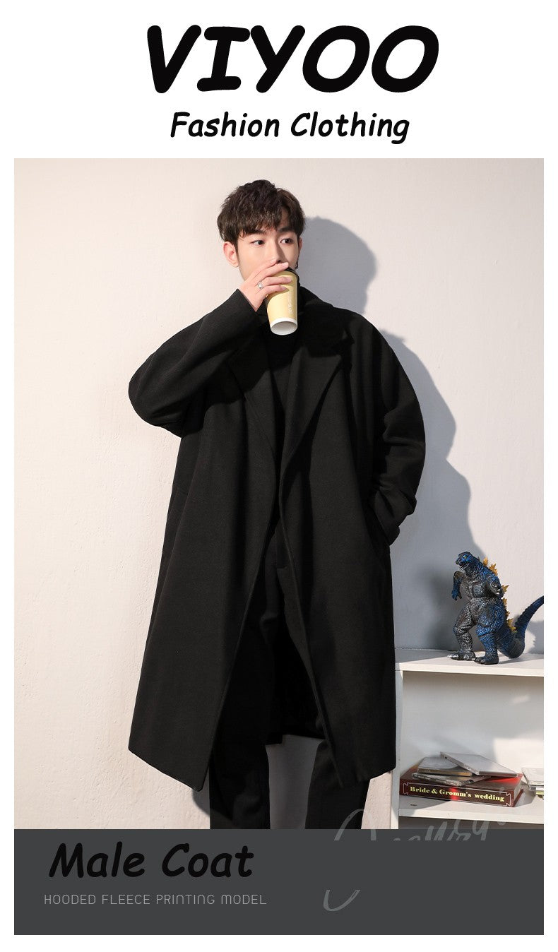 Men's Winter luxury Cardigans Trench Male Black Wool Overcoat Coat Black Long Padding Coat Men's Clothes Jac Windbreaker For Men