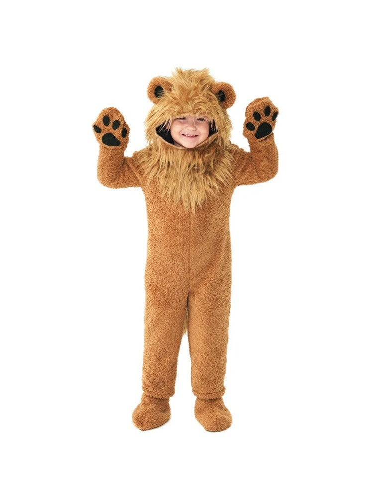 2?12Y Boys Girls Lion Animal Cosplay Costume, Deluxe Full Set Fleece Outfit for Halloween Purim Themed Party Fancy Jumpsuit