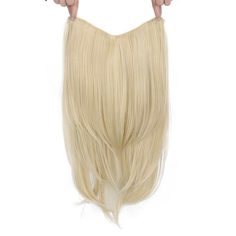 Alongamento de Cabelo Sintético de 22 Polegadas em Formato V, Longo e Liso, Peça de Cabelo em Camadas Natural Invisível para Uso Diário Feminino em Festas e no Dia a Dia