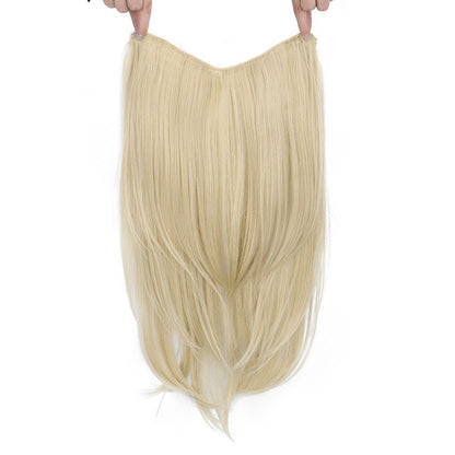 Alongamento de Cabelo Sintético de 22 Polegadas em Formato V, Longo e Liso, Peça de Cabelo em Camadas Natural Invisível para Uso Diário Feminino em Festas e no Dia a Dia