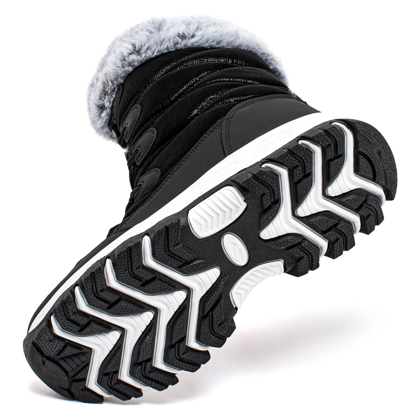 HOBIBEAR Womens Winter Snow Boots Waterproof Outdoor Warm Faux Fur Lined Shoes Non-Slip Lace-Up Boots