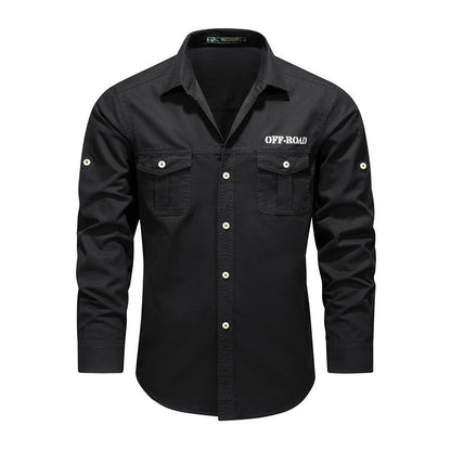 Men Outdoor Multi Pockets Long Sleeved Cargo Shirts High Quality Man Cotton Loose Shirts New Spring  Male Casual Shirts Size 5XL