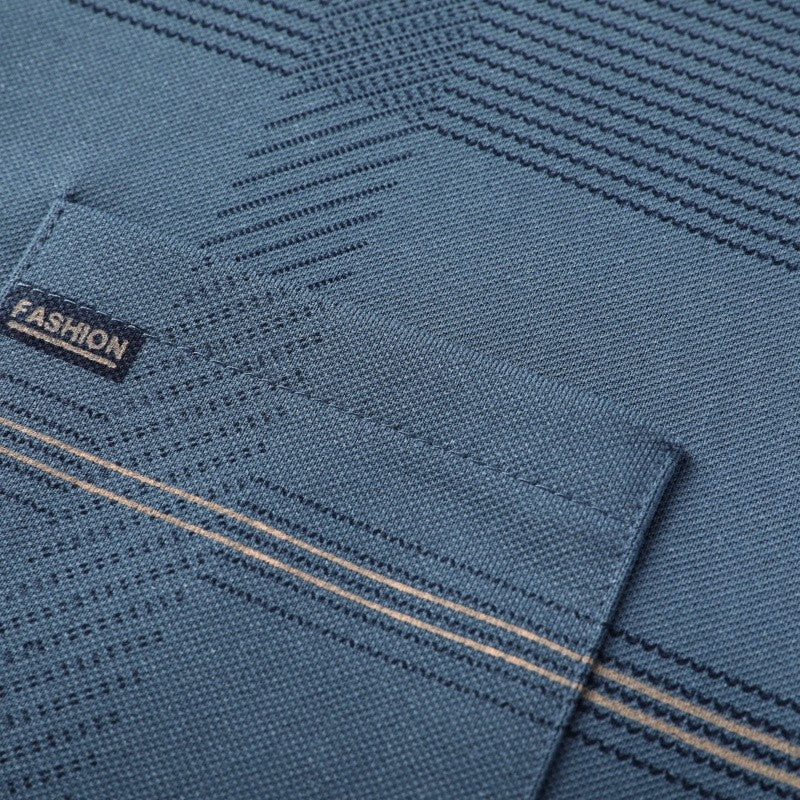 Luxury Quality Men's Polo Shirt Striped Print Pocket Short Sleeve Autumn Lapel T-Shirt Business Classic Casual Trend Menswear