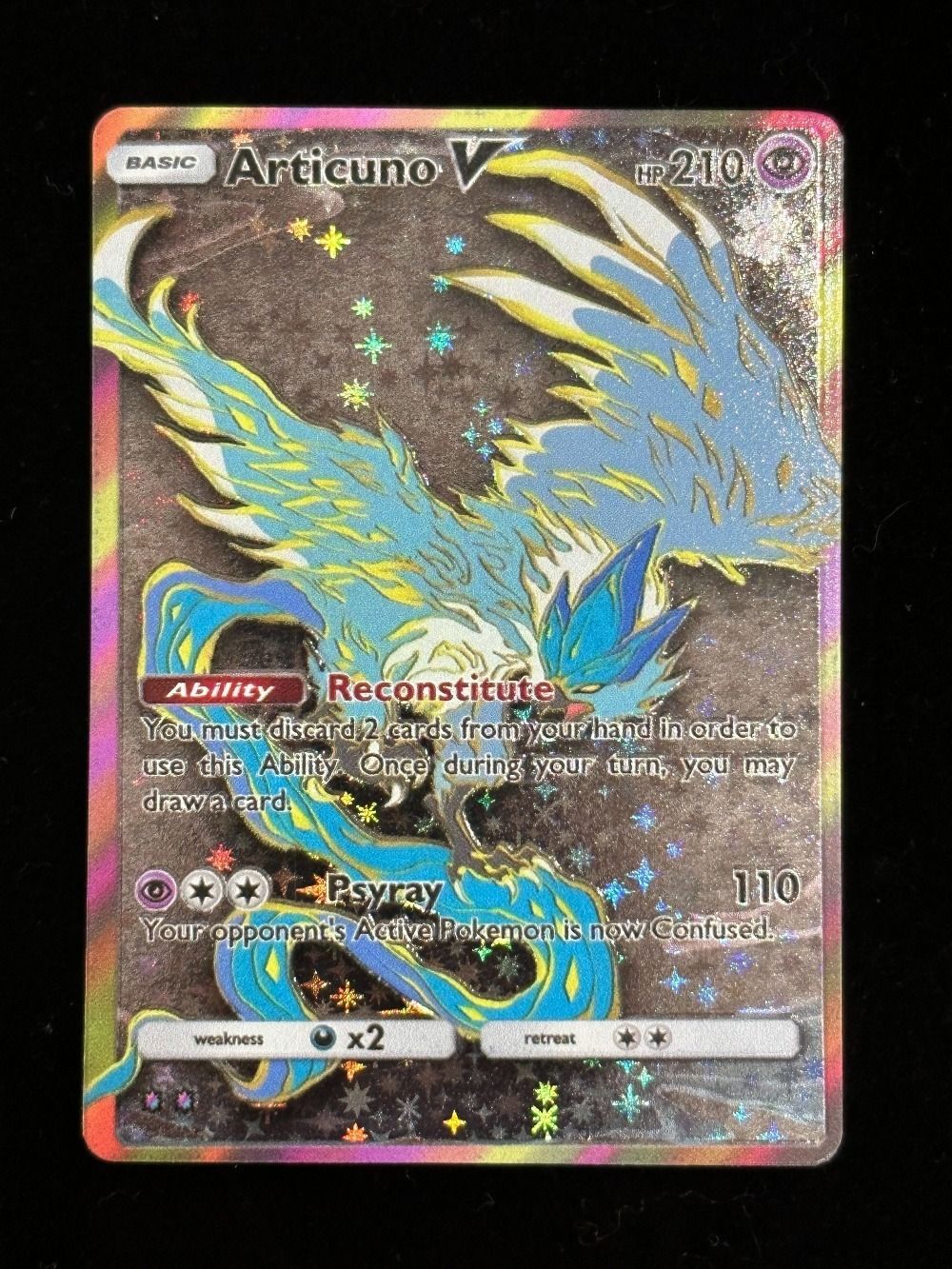 Potdemiel Pokémon Cards 3 peças Holográficas Raras PTCG Cards Lendários Articuno Zapdos Moltres Full Art Pokémon Estampas Ilustradas de Presente