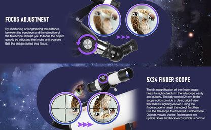 Telescópio Astronômico ALLFOC 80090, Alta Potência Grande Abertura HD Profissional para Observação do Espaço Profundo e Estrelas, Tripé??