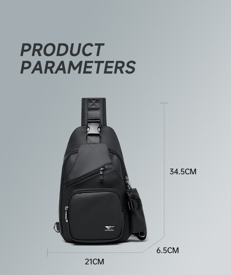 Septwolves Business Thin Printed Leather Crossbody Sling Bag Man Fashion Casual Travel Monogram Print Fabric iPad Shoulder Bag