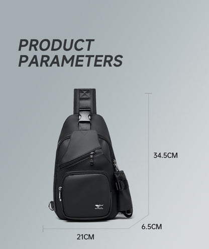 Septwolves Business Thin Printed Leather Crossbody Sling Bag Man Fashion Casual Travel Monogram Print Fabric iPad Shoulder Bag