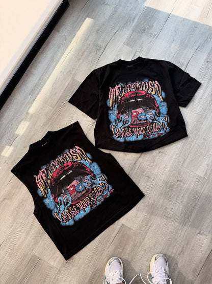 Y2K Summer Casual Loose T-shirt Men Street Hip-hop Harajuku Retro Fashion Oversized Short-sleeved High Street Fashion Clothing