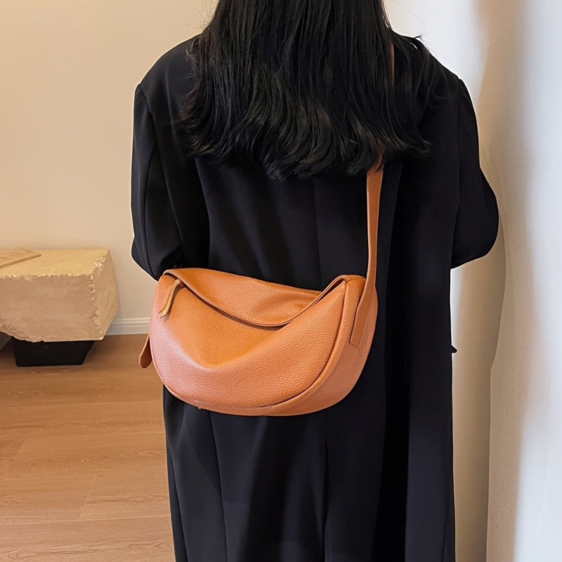 Fashionable retro new leather bag, women's dumpling bag, shoulder bag, crossbody bag, trendy and versatile soft leather bag
