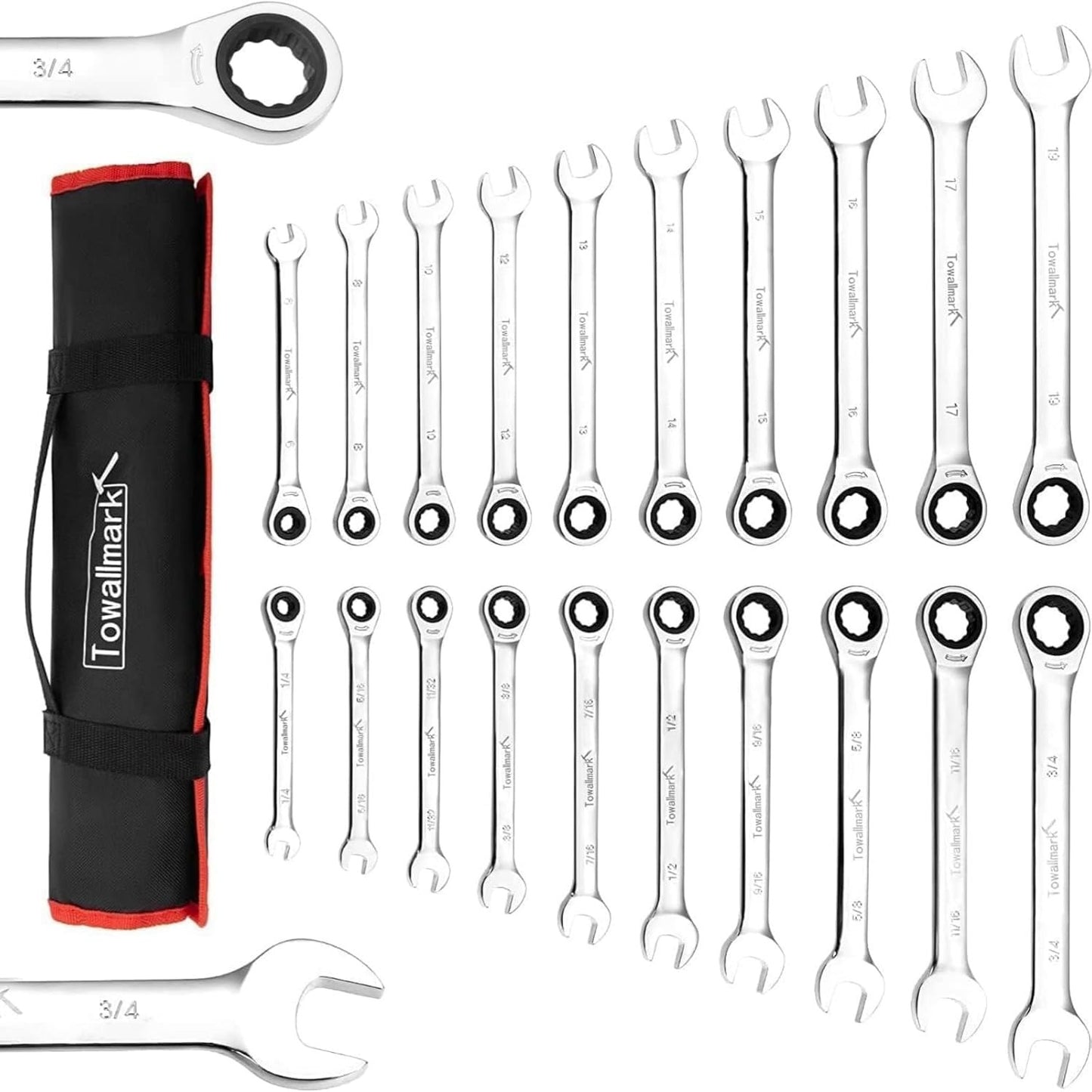 Conjunto de 20 Chaves Combinadas Catraca Padrão, Conjunto de Catracas de Aço Cr-V de 72 Dentes Com Bolsa de Armazenamento Para Motocicleta/Carro/Mecânica