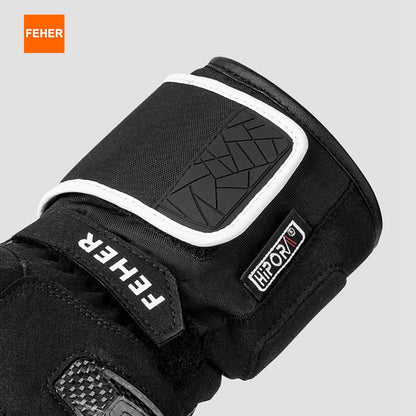 Luvas de Inverno FEHER para Moto Couro Touchscreen Quente Impermeável Junta de Dedo em Fibra de Carbono Luvas de Motociclismo