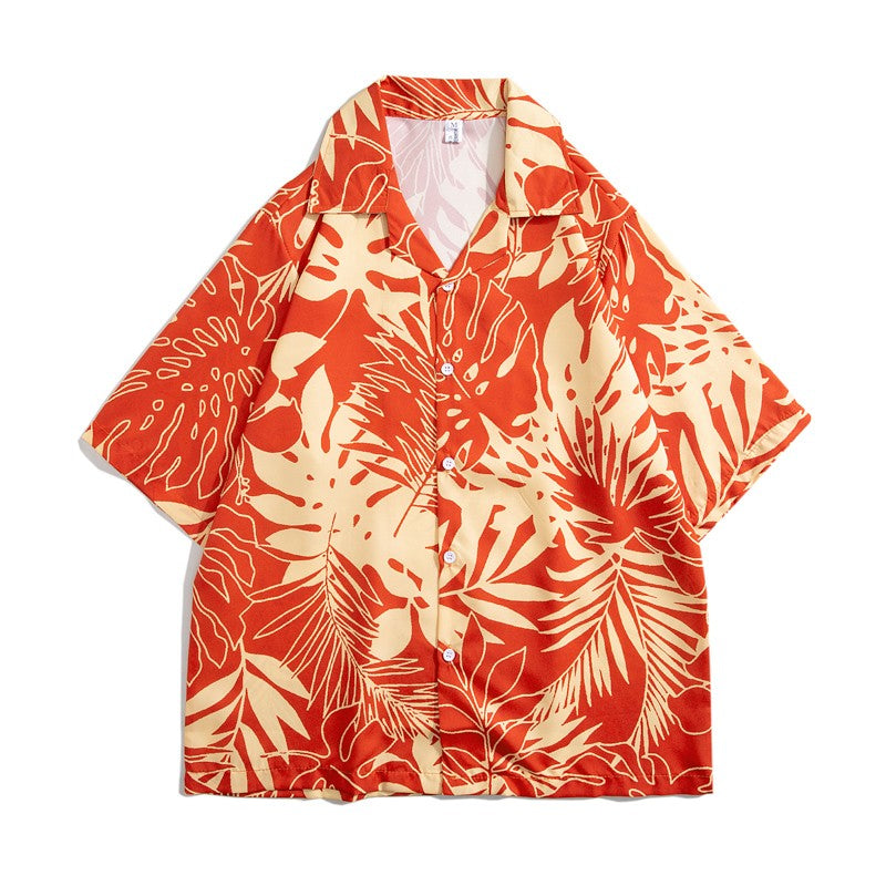 Summer men's floral shirt, designed in Hawaiian beach style, short sleeved casual shirt, ice silk quick drying loose top