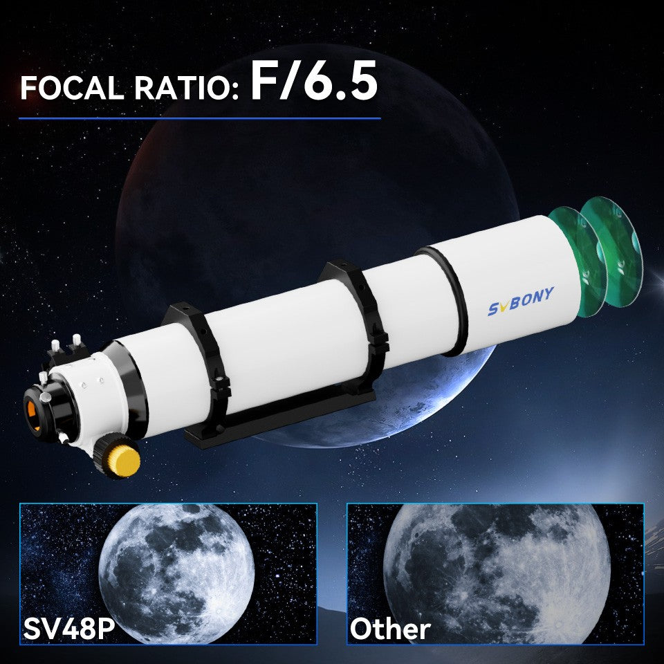 Conjunto de Telescópio Refrator Acromático Svbony SV48P 102mm para Fotografia e Observação Astronômica de Céu Profundo