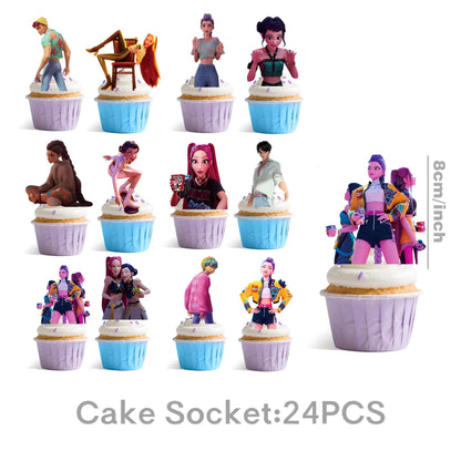 Hot K-Pop Birthday Party Decoration Set Kids Tableware Balloons Cups Plates Napkins Cake Topper Banner Gift Bag - Party Supplies