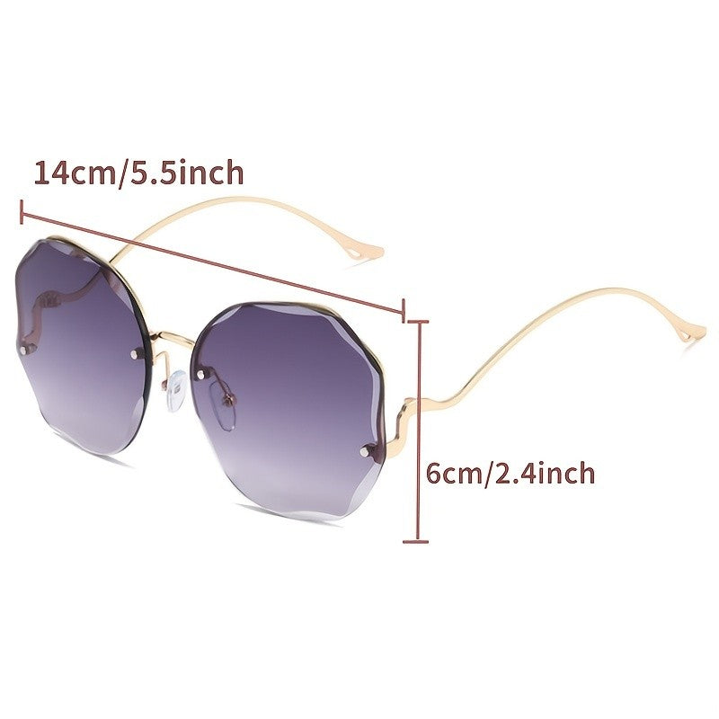 Rimless Sunglasses Women Metal Female Vintage Ladies Stylish Design Oversized Square Sun Glasses UV400