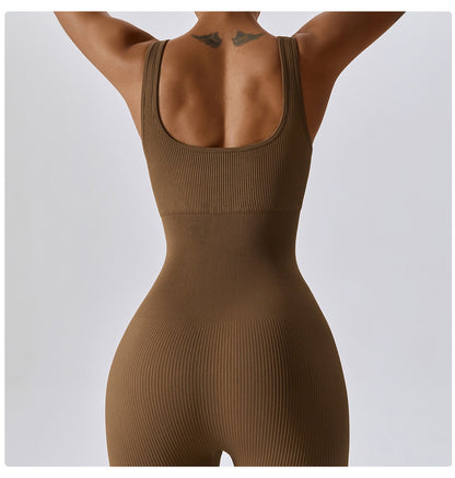 Spring Seamless One-Piece Yoga Suit Dance Belly Tightening Fitness Workout Set Stretch Bodysuit Gym Clothes Push Up Sportswear