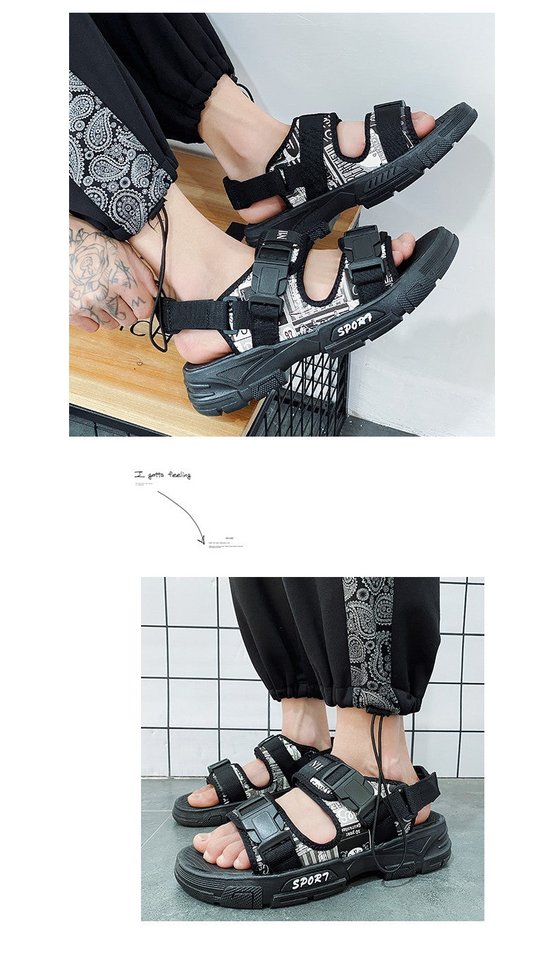 Summer Men's Sport Sandals Big Size 45 Slip on Casual Shoes for Men Outdoor Fashion Holiday Thick Sole Beach Sandals