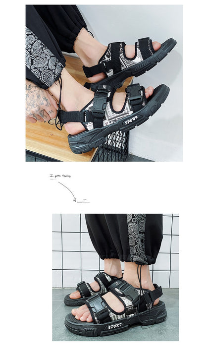 Summer Men's Sport Sandals Big Size 45 Slip on Casual Shoes for Men Outdoor Fashion Holiday Thick Sole Beach Sandals