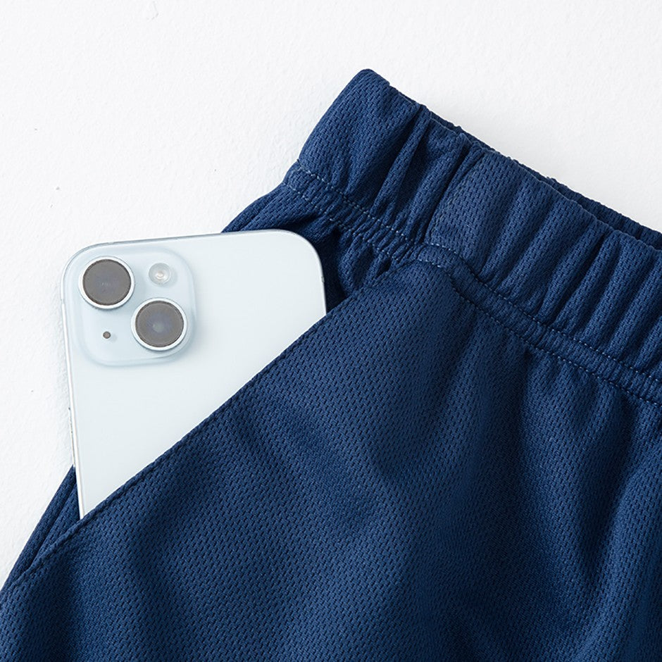 2-Piece Men's Summer Quick drying Sports Suit Loose And Breathable Short Sleeved T-shirt Running And Fitness Black Pocket Shorts