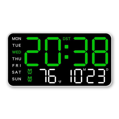 LED Alarm Clocks Brightness Adjustable 12/24H Clock Large Digital Wall Clock Week Date Temperature Display Voice Control Table