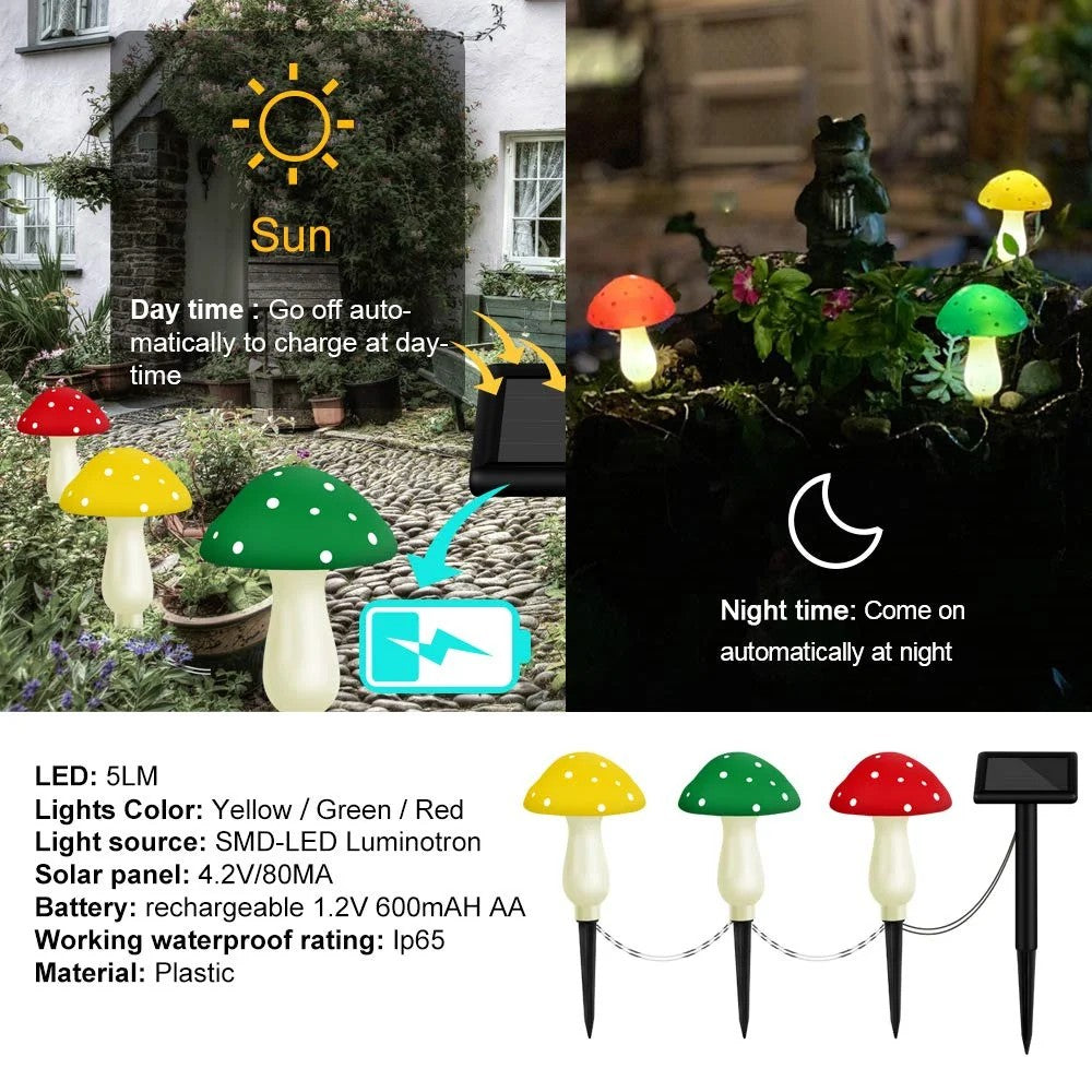 Solar Mushroom Light Garden Outdoor Decor 8 Modes Waterproof Mushroom Lamp Pathway Landscape Yard Easter Halloween Xmas Sunlight