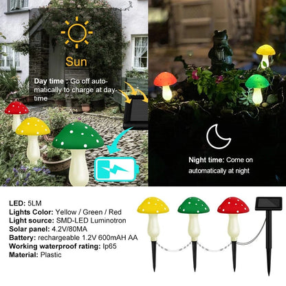 Solar Mushroom Light Garden Outdoor Decor 8 Modes Waterproof Mushroom Lamp Pathway Landscape Yard Easter Halloween Xmas Sunlight