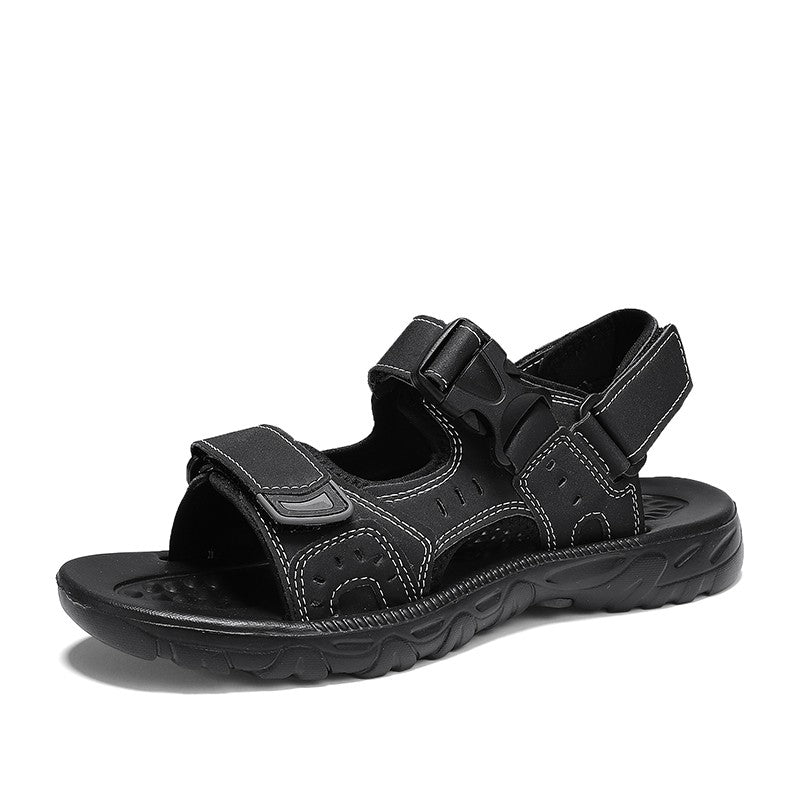 Summer Men Sandals PU Leather Lightweight Open Toe Flat Mens Casual Shoes Outdoor Walking Sandals for Men Beach Shoes Size 39-46