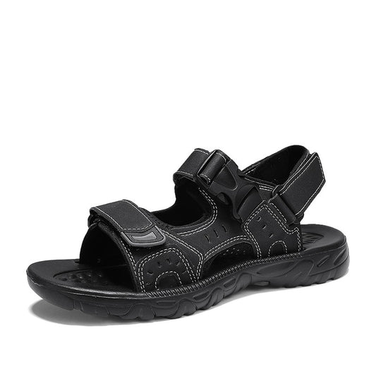 Summer Men Sandals PU Leather Lightweight Open Toe Flat Mens Casual Shoes Outdoor Walking Sandals for Men Beach Shoes Size 39-46