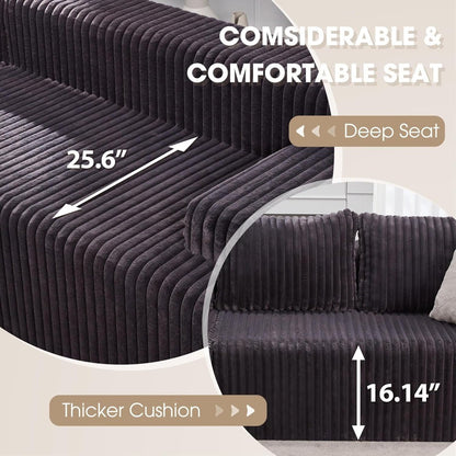 Modular L-Shaped 3-Seat Sectional | Memory Foam with Deep Seating & Storage Modules | Living Room Sofa