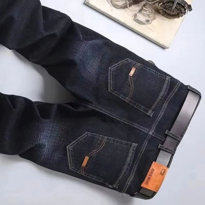 2025 Men NEW Men's Fashion Business Jeans Classic Style Casual Stretch Slim Jean Pants Male Brand Denim Trousers Black Blue Mens